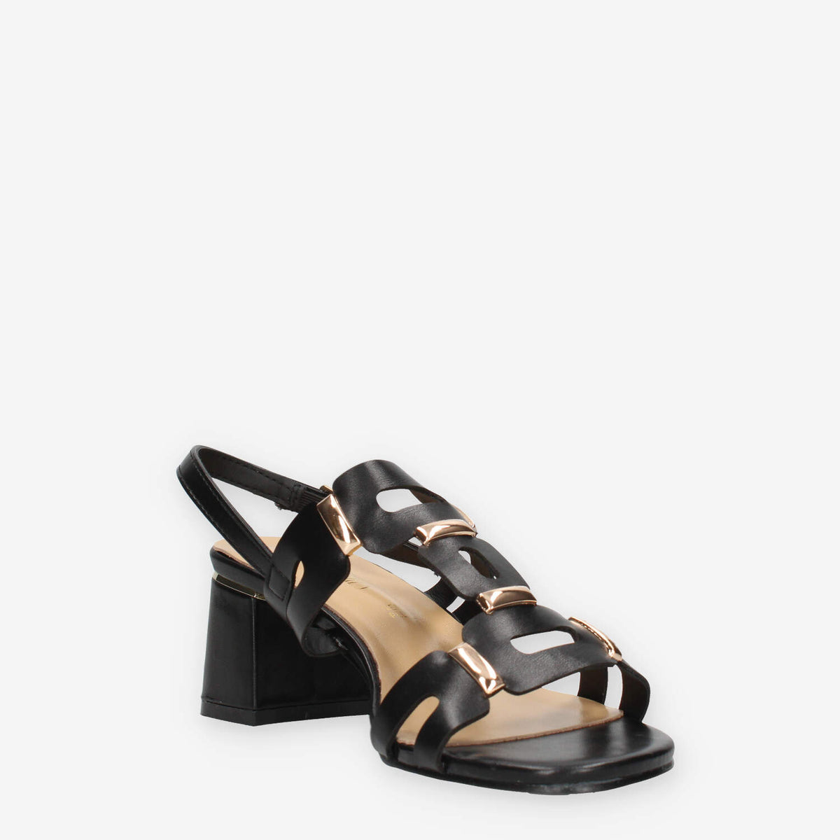 Marina Torres WH6871-BLACK Sandali neri con applicazioni metalliche