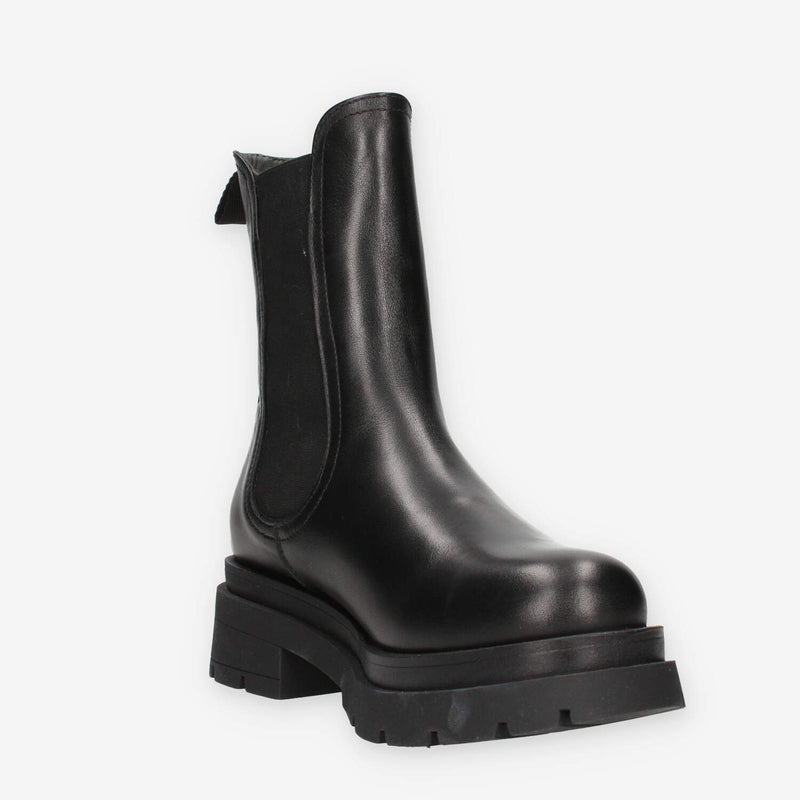 Nero Giardini I411946D-100 Stivaletti neri da donna con fodera in montone