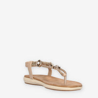 Marina Torres 8096-35-GOLD Sandali infradito bassi beige e oro con strass e pietre