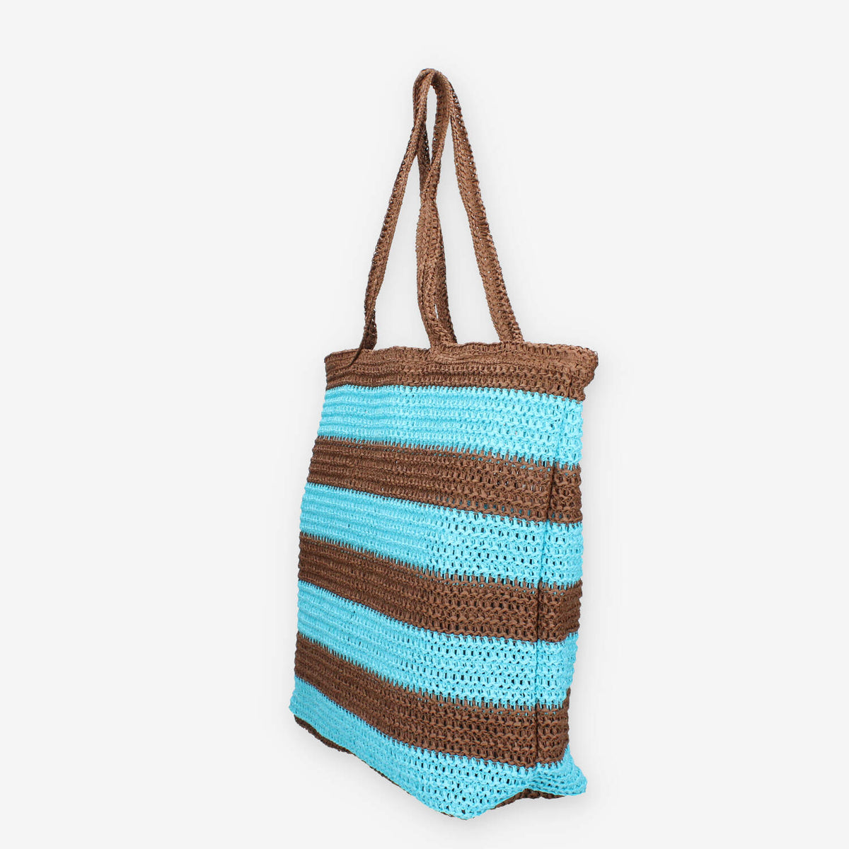 Colors of California HC.HOLLY03-MOKA Borsa a spalla marrone e azzurra in raffia