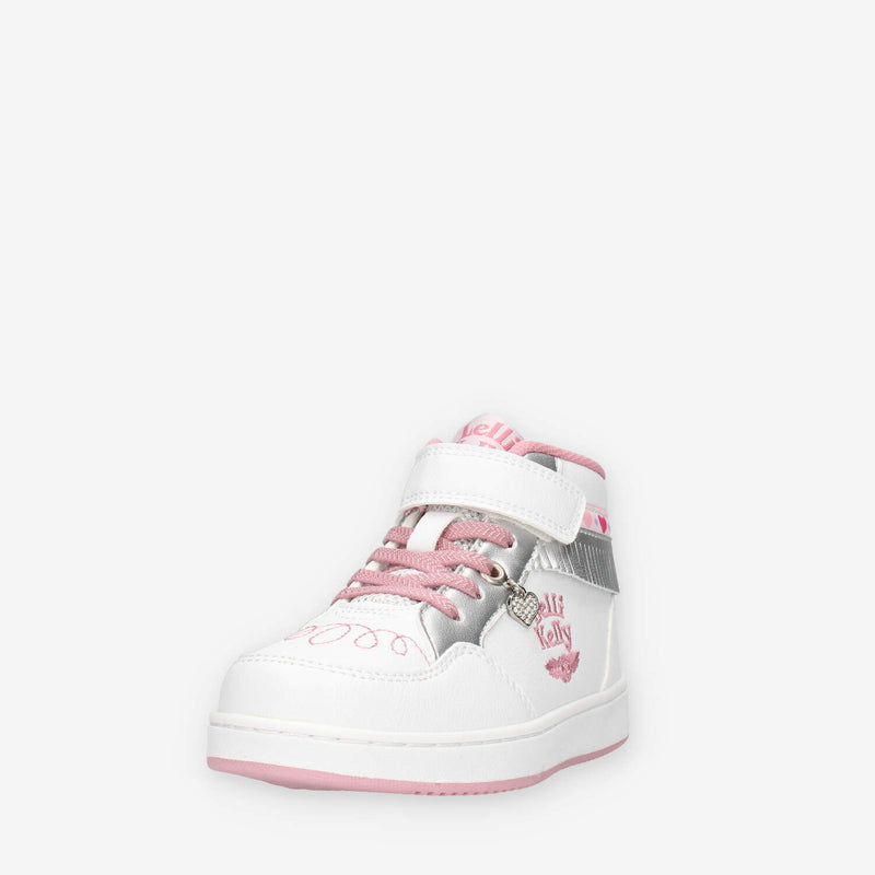 LKAA8096-BIAG Lelli Kelly Frangetta Mix Sneakers alte bianche e argento