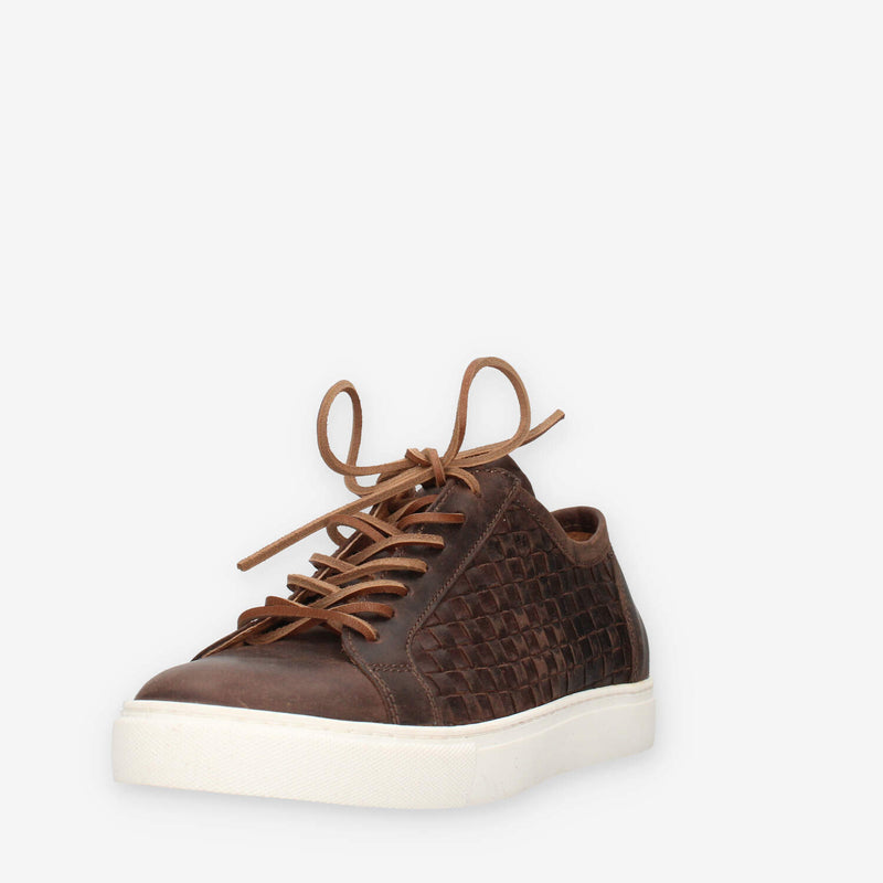 Fær-Øer-Woven-Brown Sneakers marroni intrecciate da uomo
