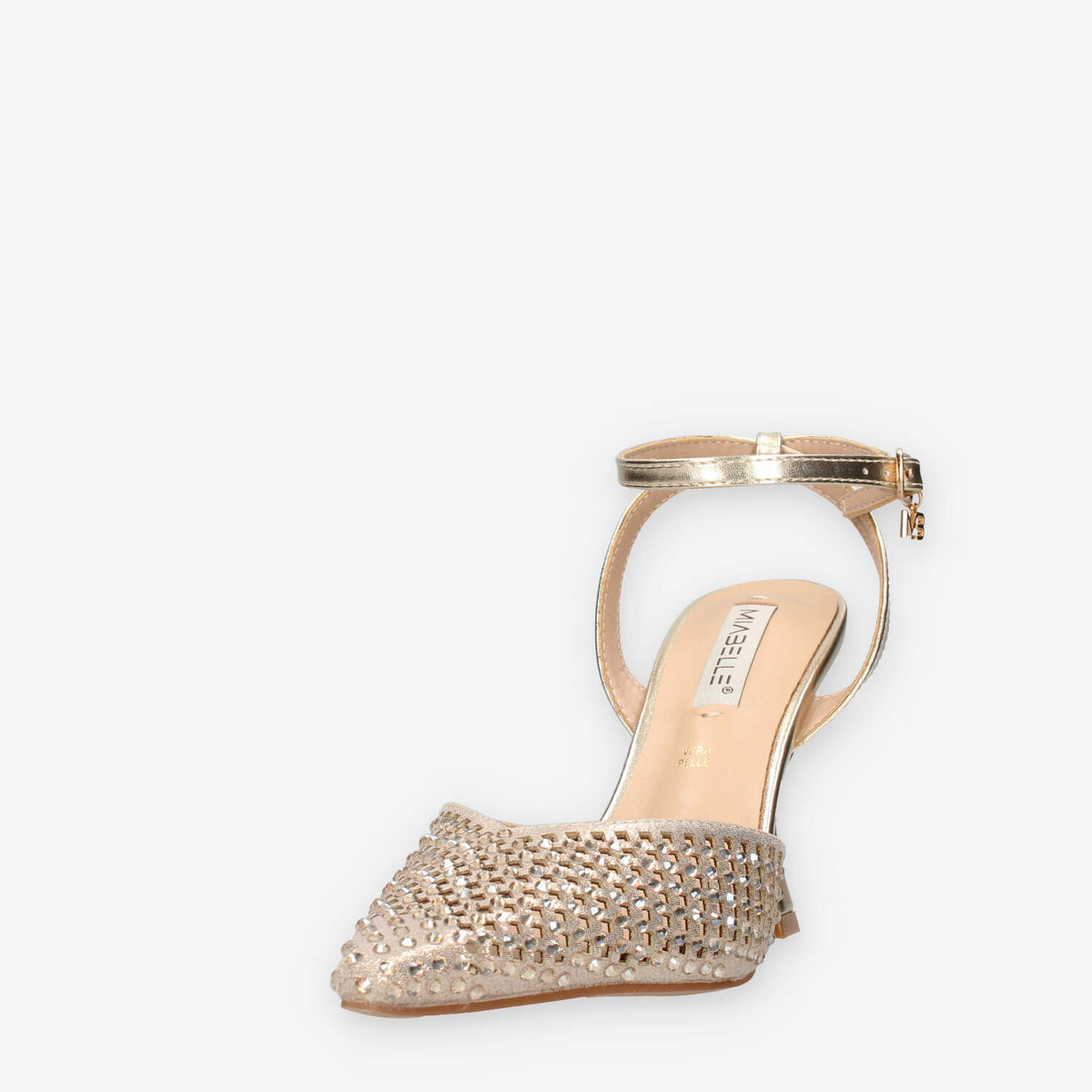 Miabelle MB-55-VIT-PLATINO Decolletè platino aperte dietro con strass
