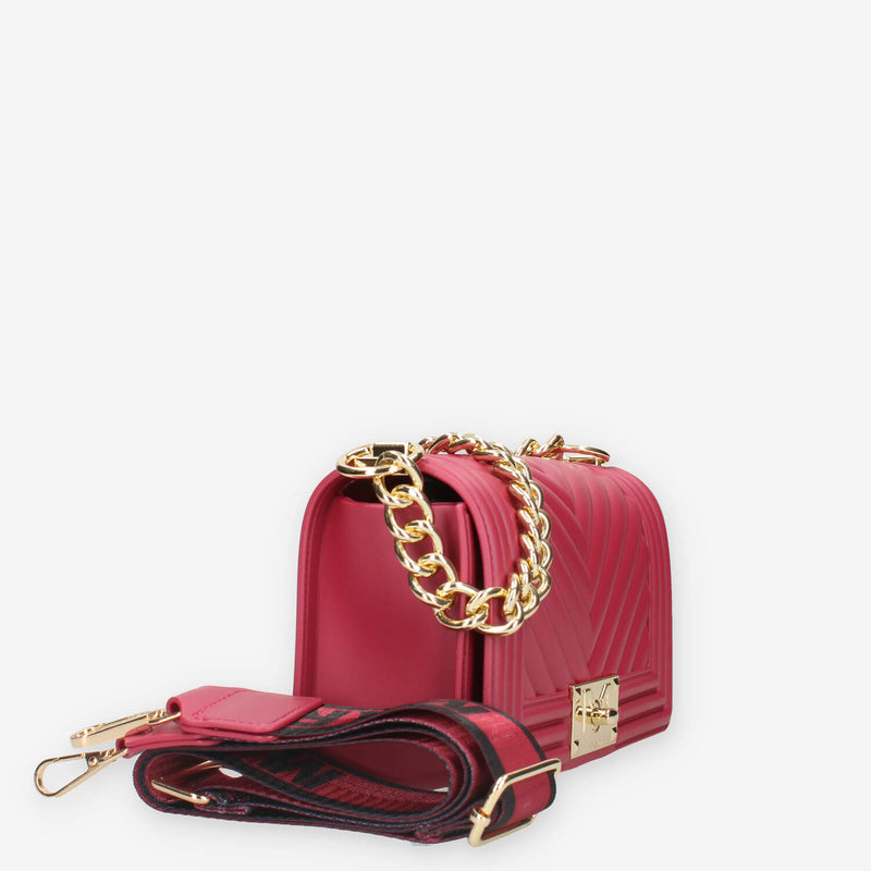 FLAT S_24-CHERRY / GOLD Marc Ellis Borsa a tracolla cherry e oro