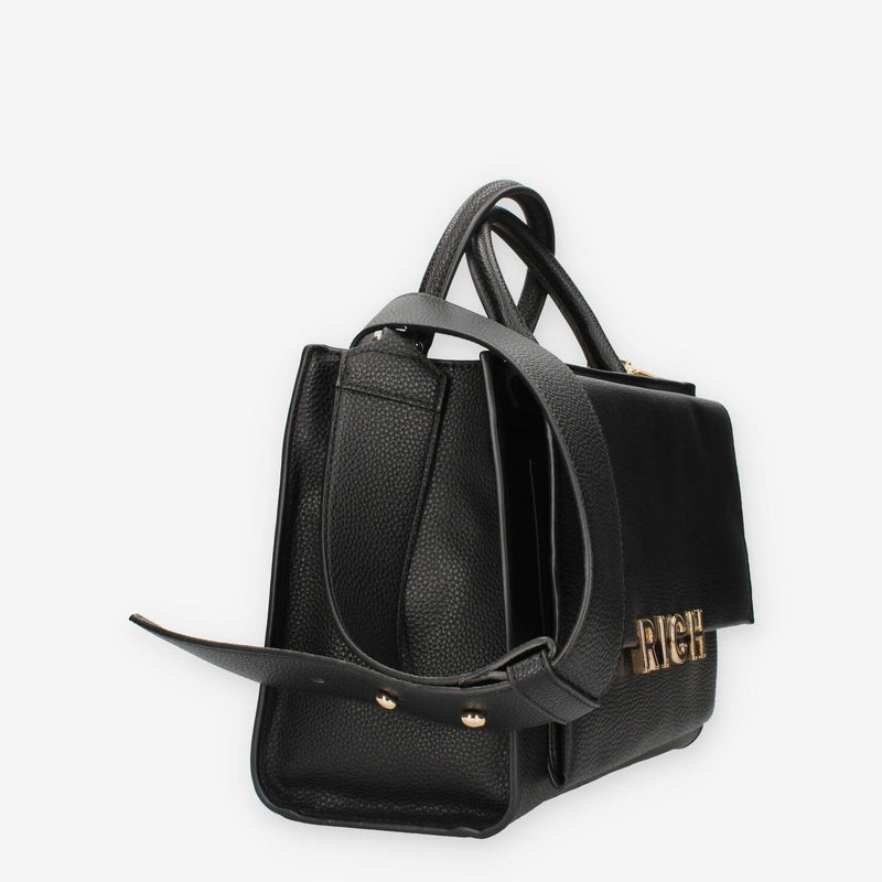 John Richmond RWA24079BO9L-BLACK-GOLD Borsa a mano nera e oro