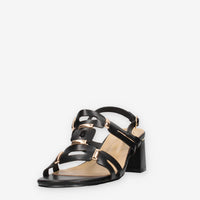 Marina Torres WH6871-BLACK Sandali neri con applicazioni metalliche