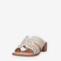 Clia Walk CHIC28-BEIGE Sandali beige scalzati con strass e tacco