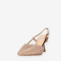 Miabelle MB-46-ORO-ROSA Decolletè oro rosa aperte dietro con strass