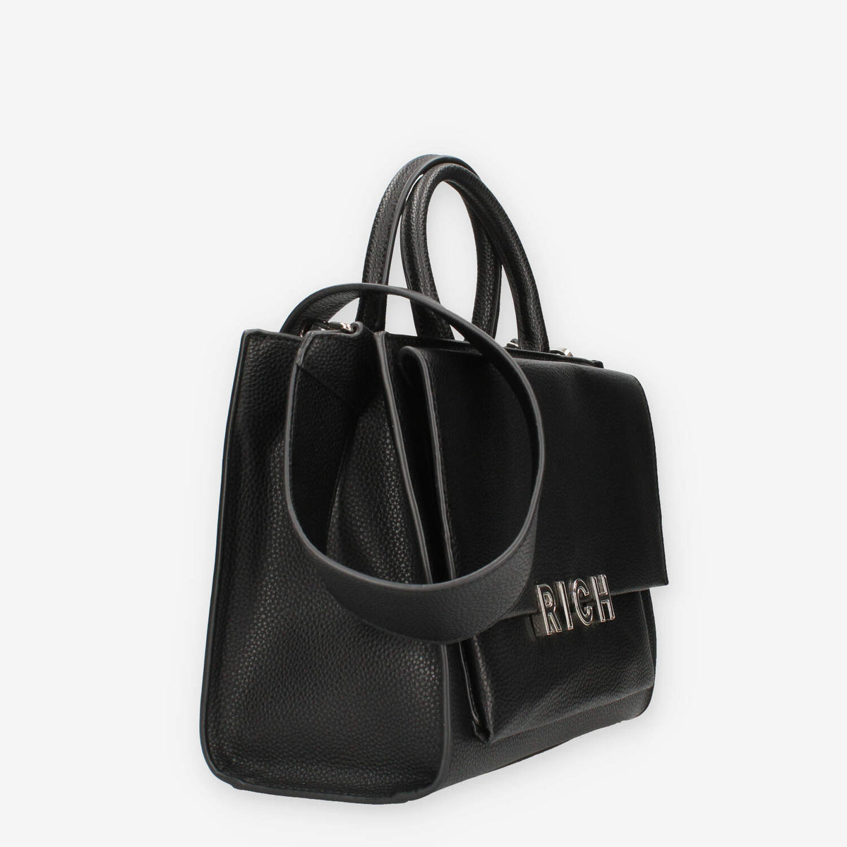 John Richmond RWA24079BO9L-BLACK-SILVER Borsa a mano nera e argento