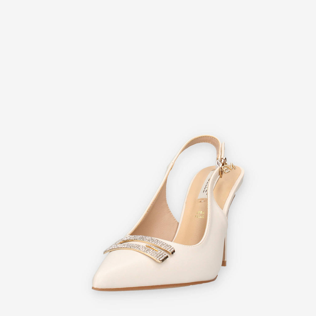 Miabelle MB-707-LIZ-PANNA Decolletè panna aperte dietro con strass