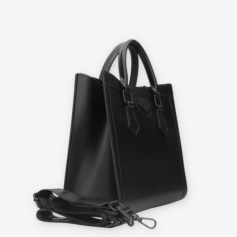 FLAT WOOD M_24-BLACK / BLACK Marc Ellis Borsa a mano nera