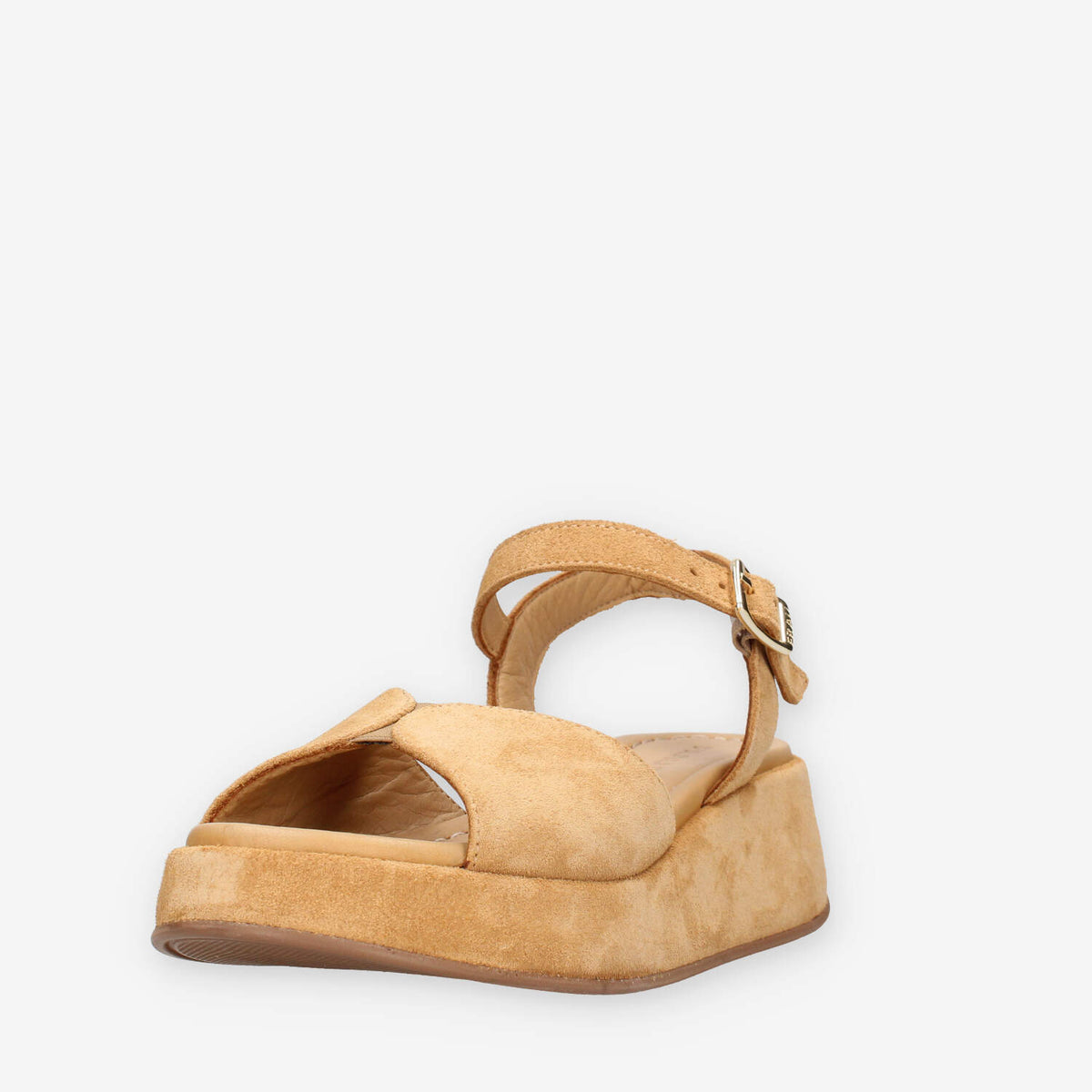 Frau 04B2-LION Sandali beige da donna con la zeppa