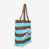 Colors of California HC.HOLLY03-MOKA Borsa a spalla marrone e azzurra in raffia