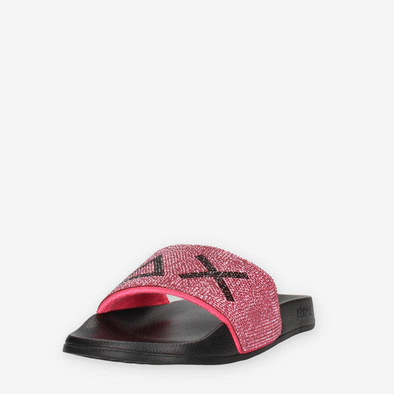 Sun 68 X35205-1162NERO/FUXIA FLUO SLIPPERS LOGO STRASS