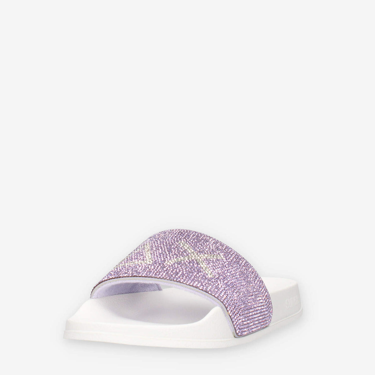 Sun 68 X36411T0124BIANCO/LILLA GIRL'S SLIPPERS STRASS LOGO (TEEN) Ciabatte bianche e lilla da ragazza