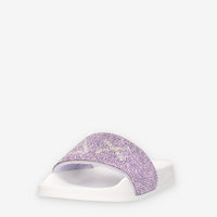 Sun 68 X36411T0124BIANCO/LILLA GIRL'S SLIPPERS STRASS LOGO (TEEN) Ciabatte bianche e lilla da ragazza