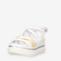 Nero Giardini E513511D-707 Sandali bianchi da donna con zeppa