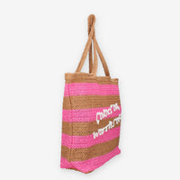 Colors of California HC.HOLLY03-TAN Borsa a spalla marrone e rosa in raffia
