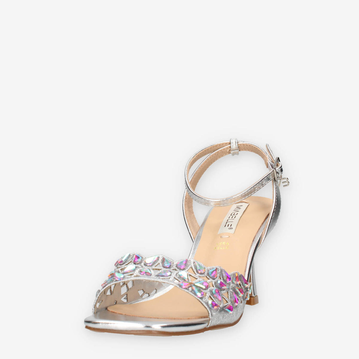 Miabelle MB-141-VIT-ARGENTO Sandali argento con pietre applicate