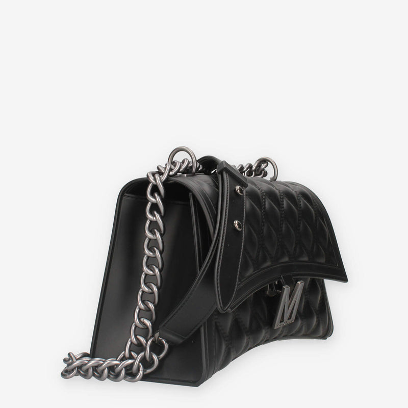 FLAT RHOMBUS M_24-BLACK / SATIN CDF Marc Ellis Borsa a tracolla nera e canna di fucile