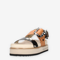 Anekke 42381-423 Sandali da donna cuoio e neri con zeppa