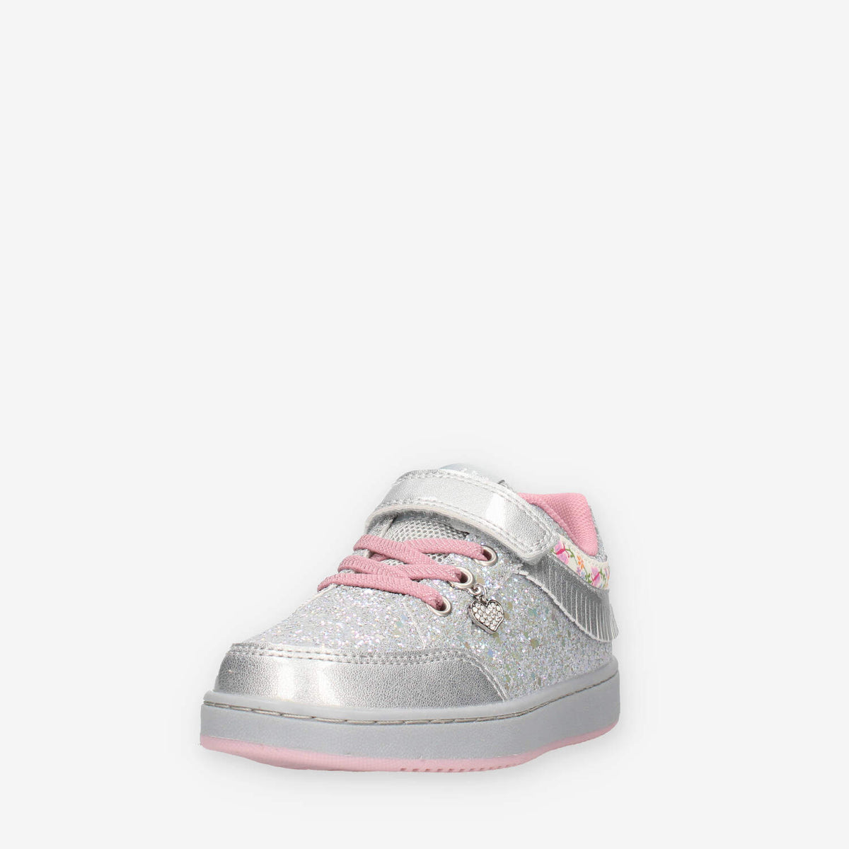 LKAA8090-GR86 Lelli Kelly Frangetta Mix Sneakers grigio chiaro e rosa con glitter