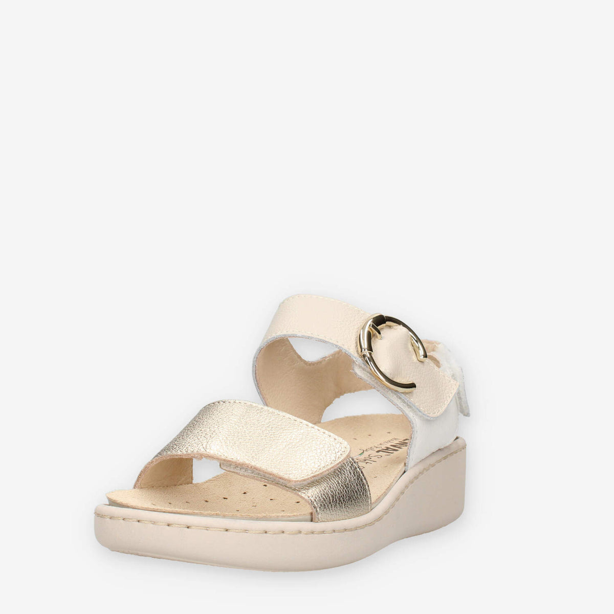 Enval Soft 1278322-PLATINO/BIANCO Sandali platino da donna con zeppetta