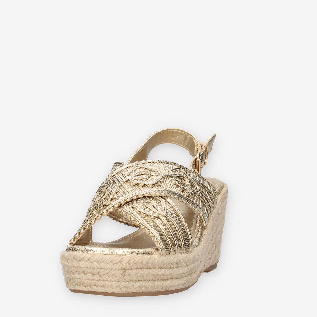 Xti Tentations 145332-ORO Sandali platino da donna con zeppa