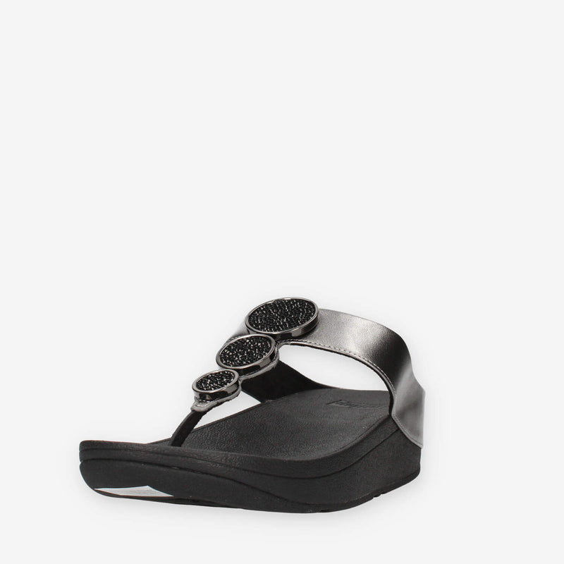 Fit Flop HJ1-B06 Halo Infradito grigi e neri con cristalli applicati