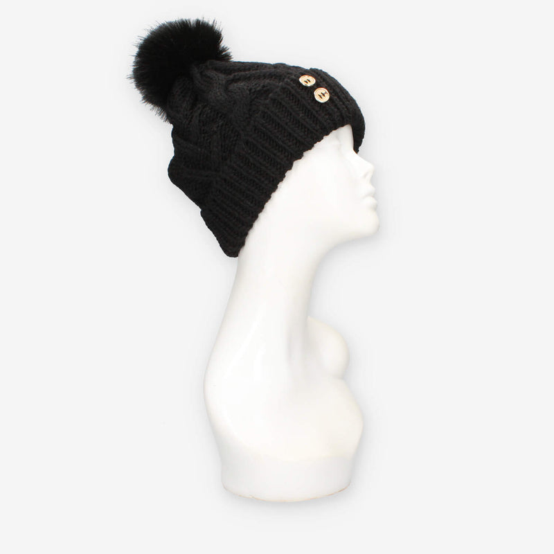 Alviero Martini Prima Classe LMC060-2860-0001 Cappello nero da donna con pon pon