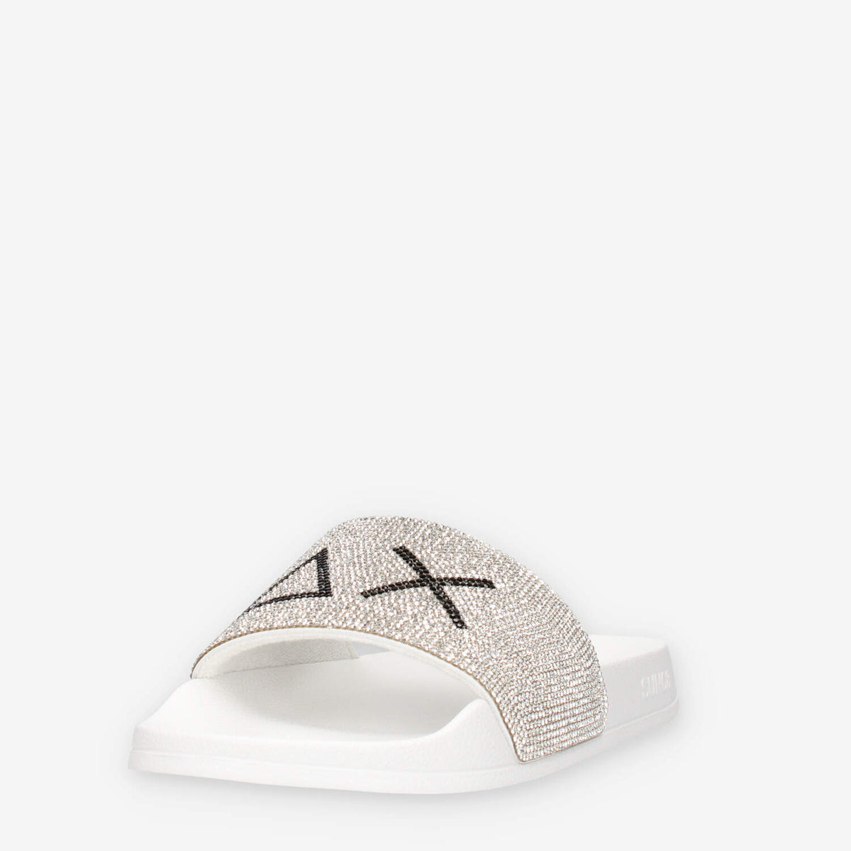 Sun 68 X36211-01BIANCO SLIPPERS STRASS LOGO Ciabatte bianche da donna