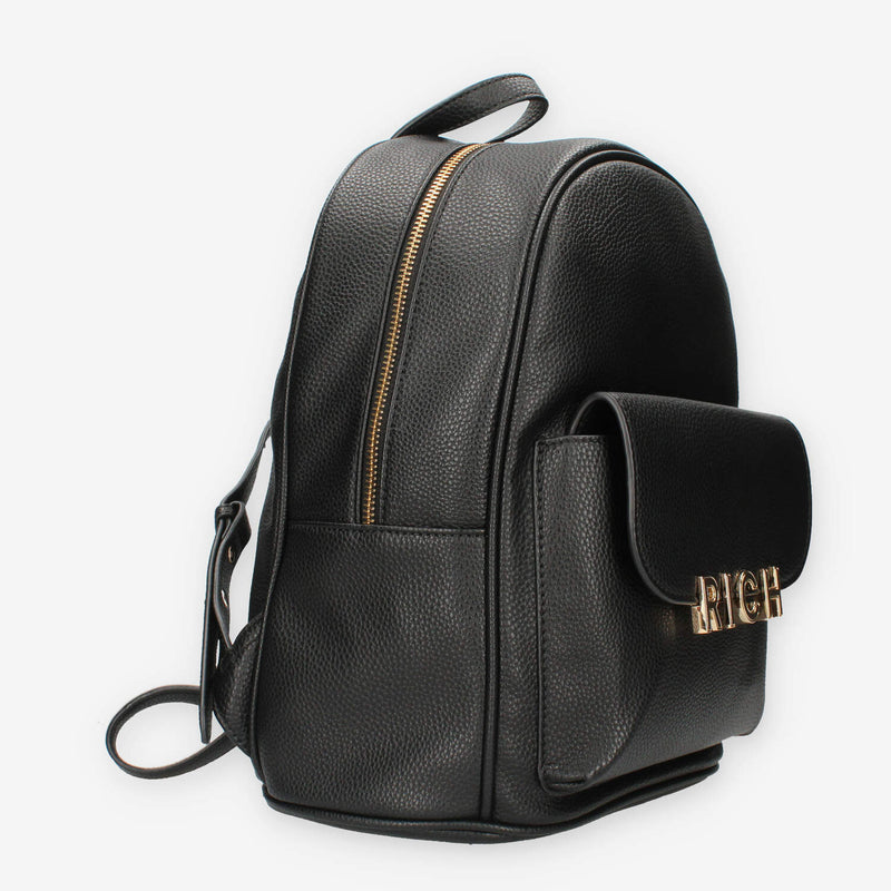 John Richmond RWA24086ZA9L-BLACK-GOLD Zaino nero e oro