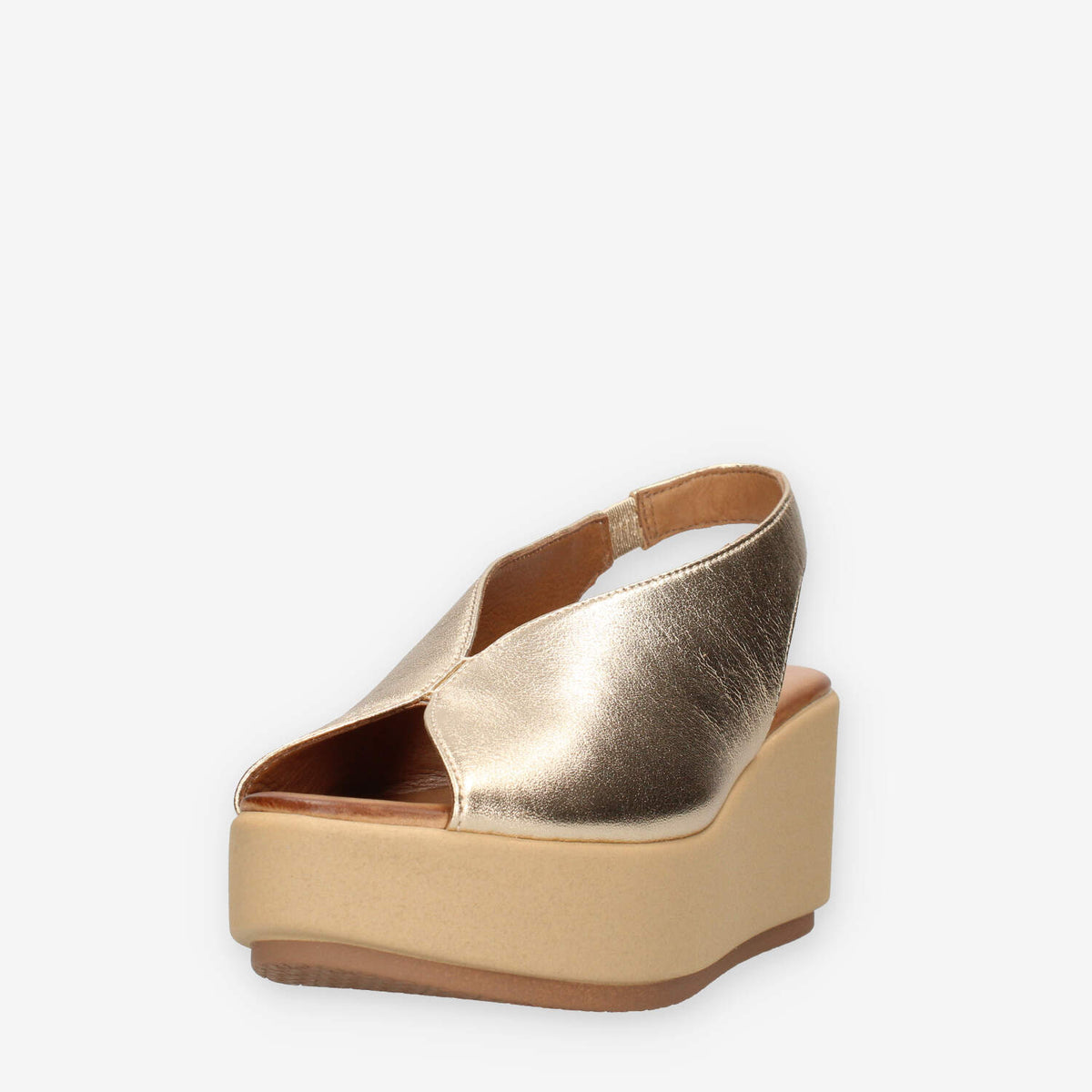 Inuovo 123133-GOLD Sandali oro da donna con la zeppa