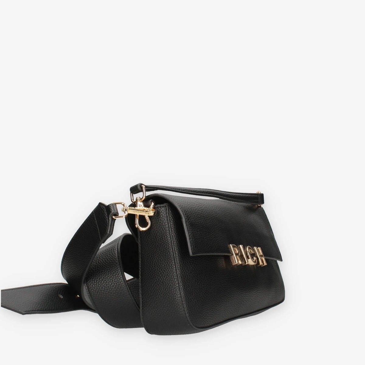 John Richmond RWA24084BO9L-BLACK-GOLD Borsa a tracolla nera e oro