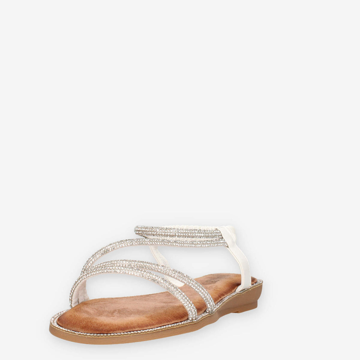 Marina Torres 3T1907-34-WHITE Sandali bassi bianchi con strass