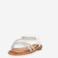 Marina Torres 3T1907-34-WHITE Sandali bassi bianchi con strass