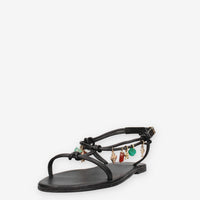 Inuovo H26030-BLACK Infradito neri da donna con applicazioni