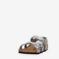 Birkenstock 1030536 Kumba Kids Sandali argento glitterati da bimba (calzata stretta)