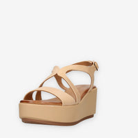 Inuovo 123106-SCISSORS Sandali beige con zeppa