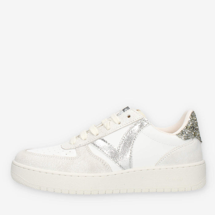 Victoria Sneakers bianche e argento da donna con glitter