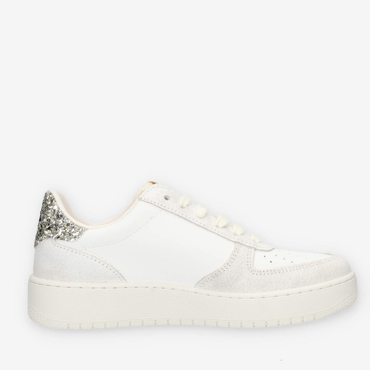 Victoria Sneakers bianche e argento da donna con glitter