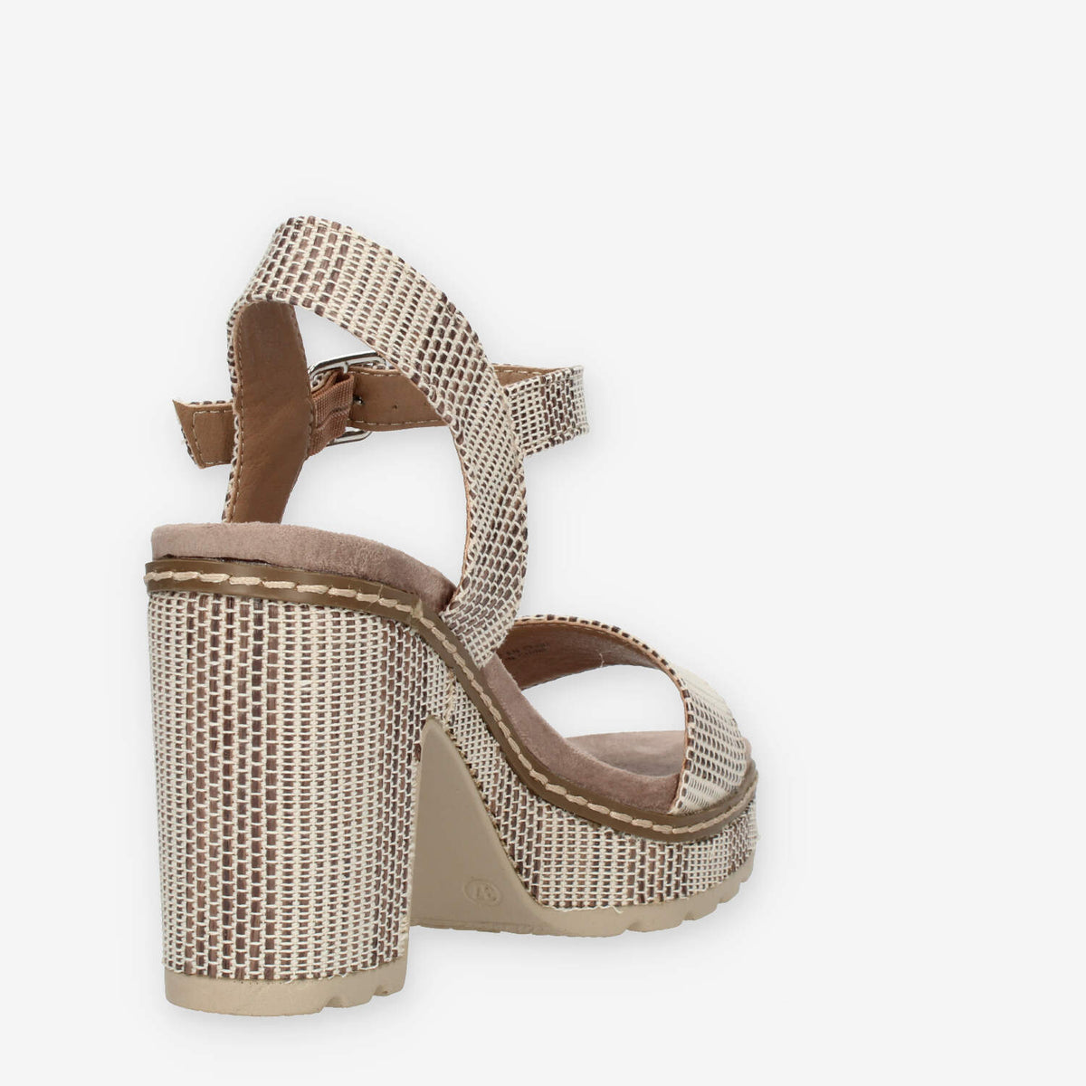 Refresh Sandali taupe da donna con tacco e plateau rivestiti