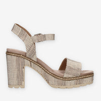 Refresh Sandali taupe da donna con tacco e plateau rivestiti