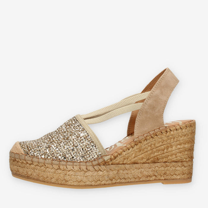 Vidorreta Sandali beige da donna modello espadrillas con glitter