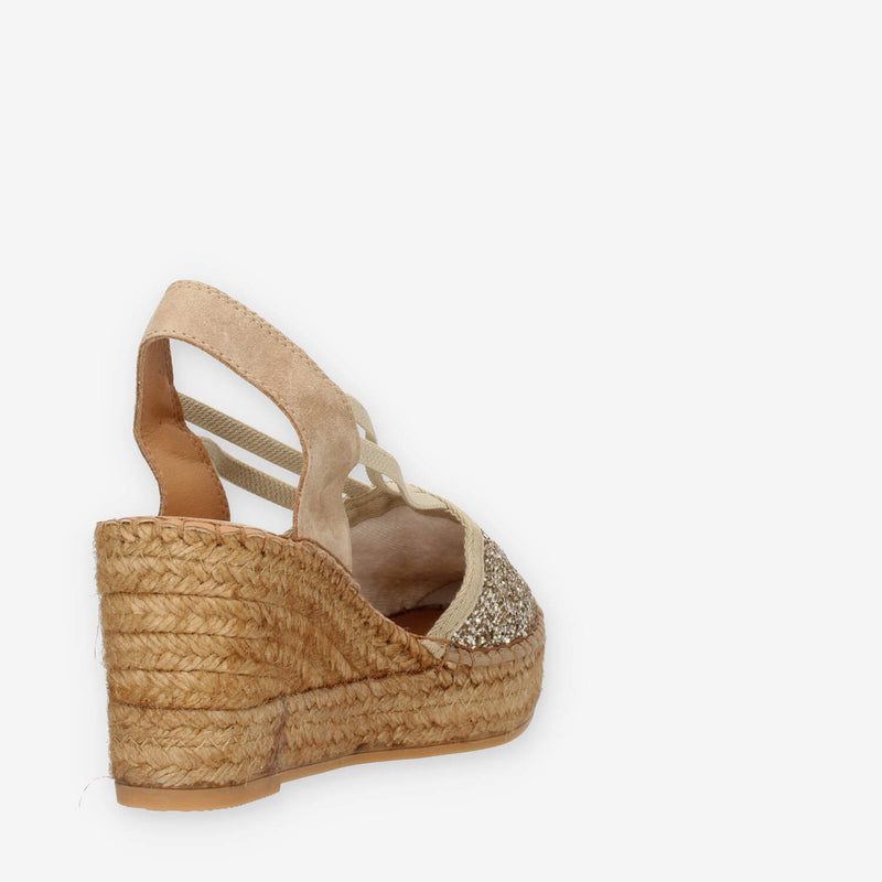 Vidorreta Sandali beige da donna modello espadrillas con glitter