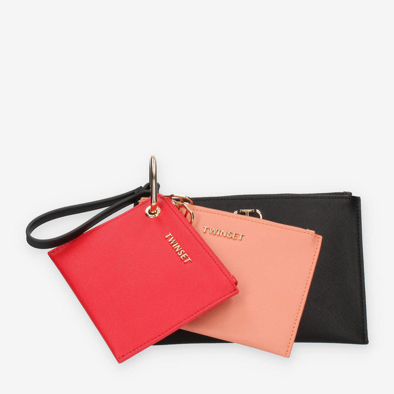 Twinset Milano Tris di pochette nera rossa e rosa