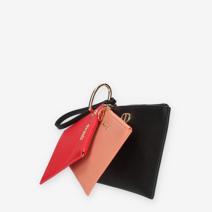 Twinset Milano Tris di pochette nera rossa e rosa