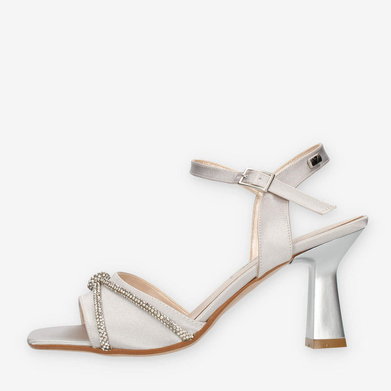 Valleverde Sandali grigio perla con strass - Main Image