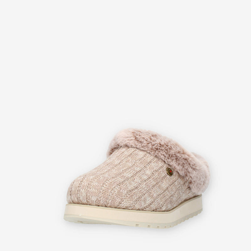 Skechers Ice Angel Pantofole beige con pelliccia