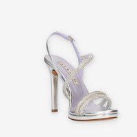 Albano Sandali alti laminati argento con strass